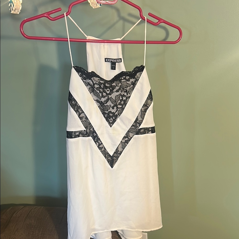 Express Asymmetrical White and Black Camisole